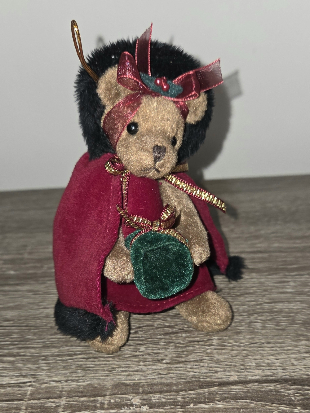 The Bearington Collection Holiday Bear Ornament Red & Black